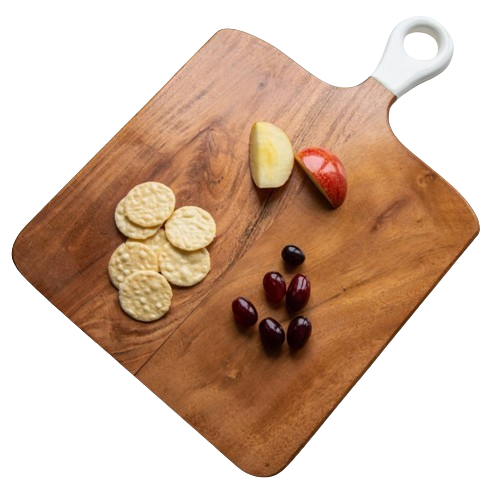 Acacia + White Enamel Charcuterie Board