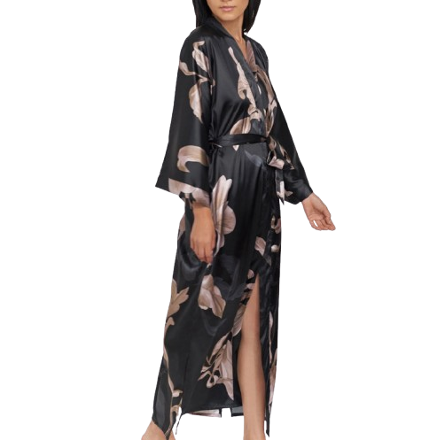 The Ayame Long Satin Kimono Robe